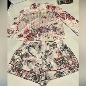 Victoria's Secret Baby Pink 2 Piece Satin Sleep PJ Set Top XS & Shorts Small